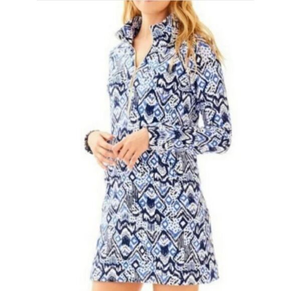 NWT Lilly Pulitzer Small UPF 50+ Skipper Popover Dress Beckon Blue Oh My Cod - Picture 2 of 5